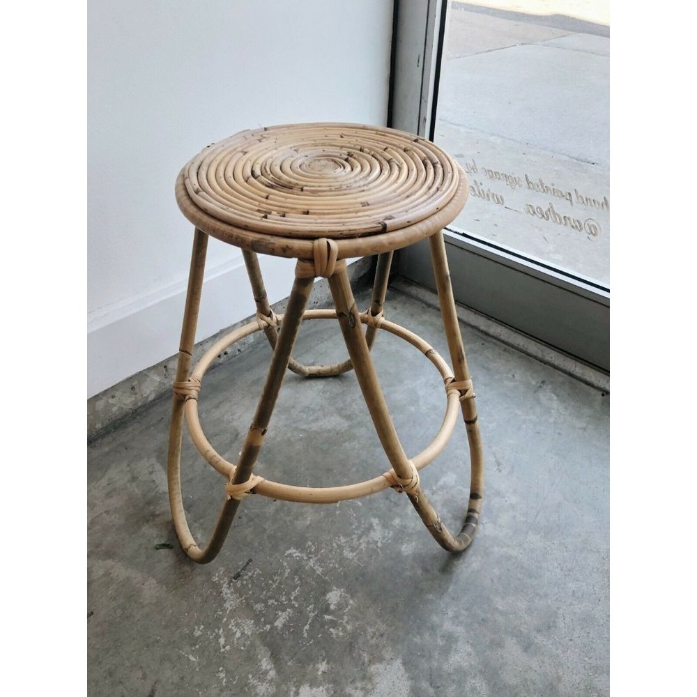 Handmade Rattan Plant Stand Pot Holder Bench Boho Decor Gift Wicker Side table